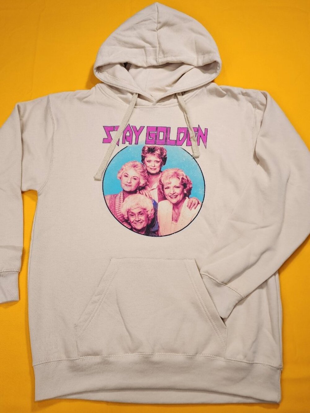 The Golden Girls Pull Over Hoodie Beige Sweatshirt Stay Golden Graphic Medium